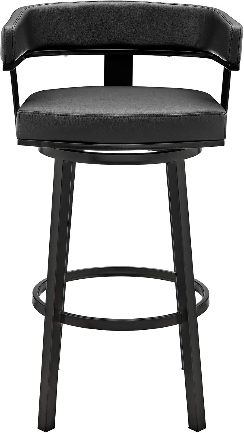 Black Faux Leather Bar Height Swivel Bar Stool N99014