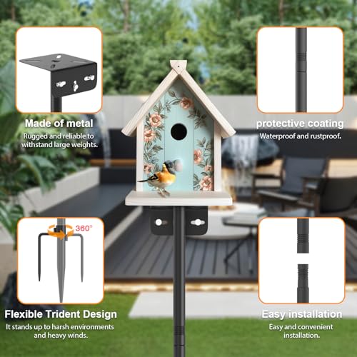 2 Pack 80 Inch Adjustable Bird Feeder Pole H835368