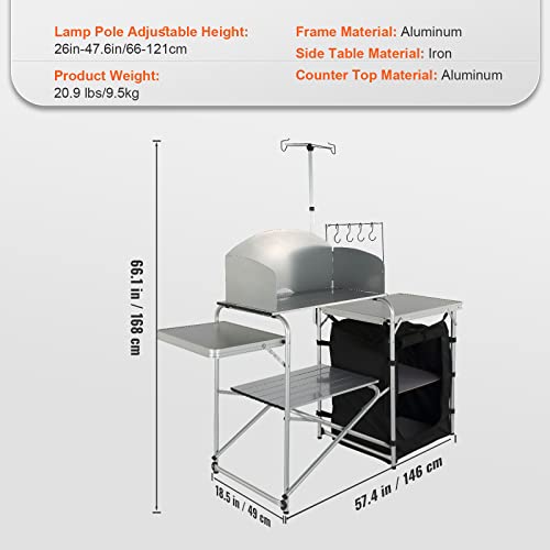 Brown Aluminum Folding Camping Kitchen Table with Storage Carrying Bag G9699