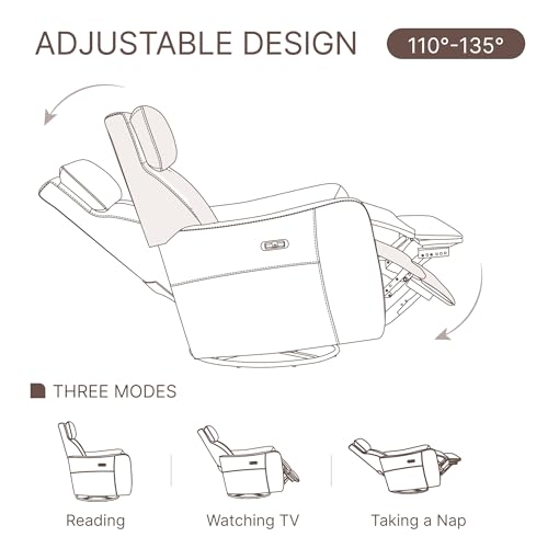 Terracotta Brown Power Leather Swivel Rocker Recliner Sofa Q350303