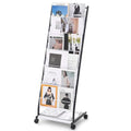 6-Tier Floor Standing Magazine Display Rack with 4 Wheels, 6 Pockets X6463