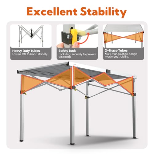 Natural Aluminum Roll-Up Camping Table with Carry Bag Y13722