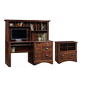 2 Piece Computer Desk with Hutch and File Cabinet Set in Cherry Q19833