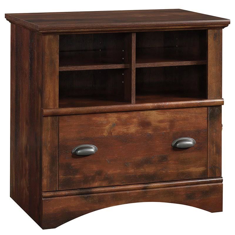 2 Piece Computer Desk with Hutch and File Cabinet Set in Cherry Q19833