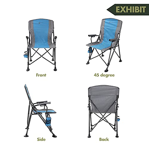 Tan & Gray Heavy-Duty Folding Camping Quad Chair with Cup Holder E275