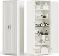 White 70" Tall Storage Cabinet with 2 Doors and 6 Adjustable Shelves E391927