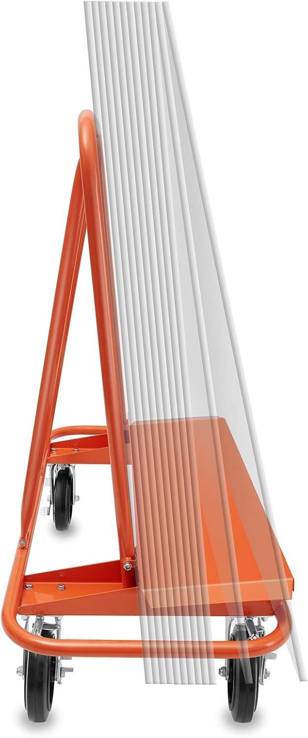 Heavy Duty Drywall Sheet Cart with 4 Swivel Wheels - Orange B68358