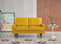 Mustard Yellow Faux Leather Loveseat V2283