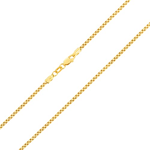 14k Yellow Gold 1.5mm Round Box Chain Venetian Link Pendant Necklace 16" 18" 20" 22" 24" 26" 28" 30" C9788