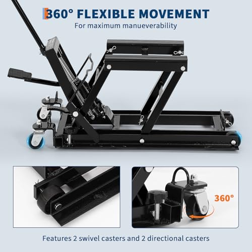 1500 LBS Capacity Steel Motorcycle Lift Jack with Wheels H875392