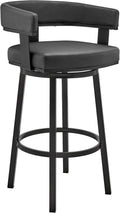 Black Faux Leather Bar Height Swivel Bar Stool N99014