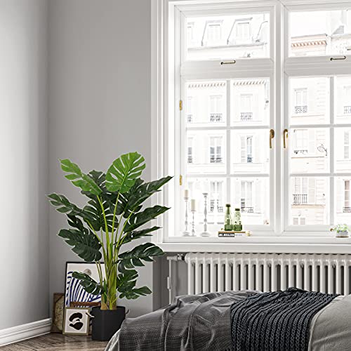 Artificial Monstera Deliciosa Plant 4ft Tall 15 Decorative Split Leaves Faux Swiss Cheese Plant H44173