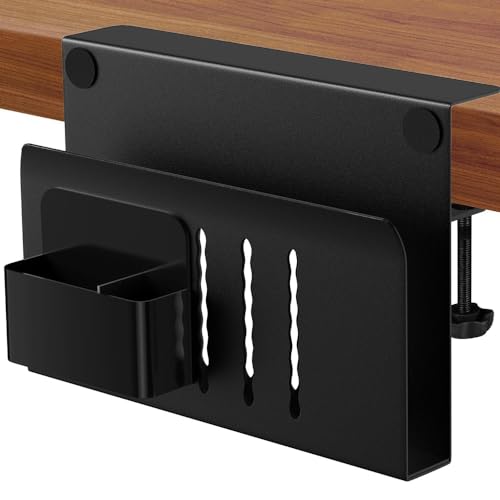 Black Clamp On Under Desk Laptop Holder with Magnetic Pen Holder C8715