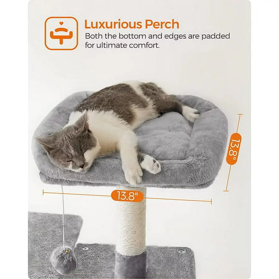 Light Gray Cat Tree with Scratching Posts Hammock B58670