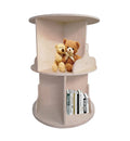 Natural Finish Two-Tier Round Wooden Bookcase F32319