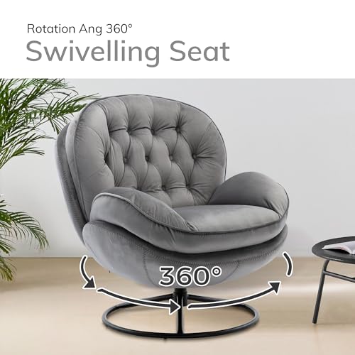 Gray Velvet Swivel Accent Chair with Ottoman Set D979559