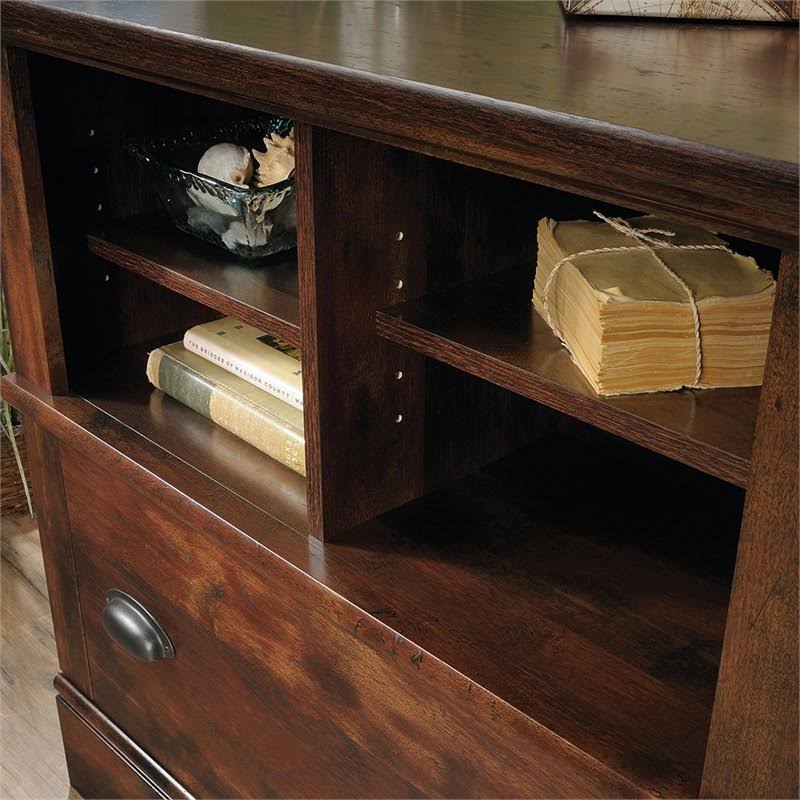 2 Piece Computer Desk with Hutch and File Cabinet Set in Cherry Q19833