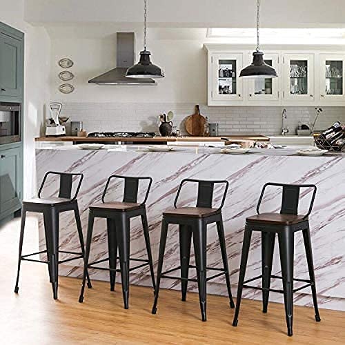 Distressed White 30 Inch Metal Bar Stools Set of 4 J915505
