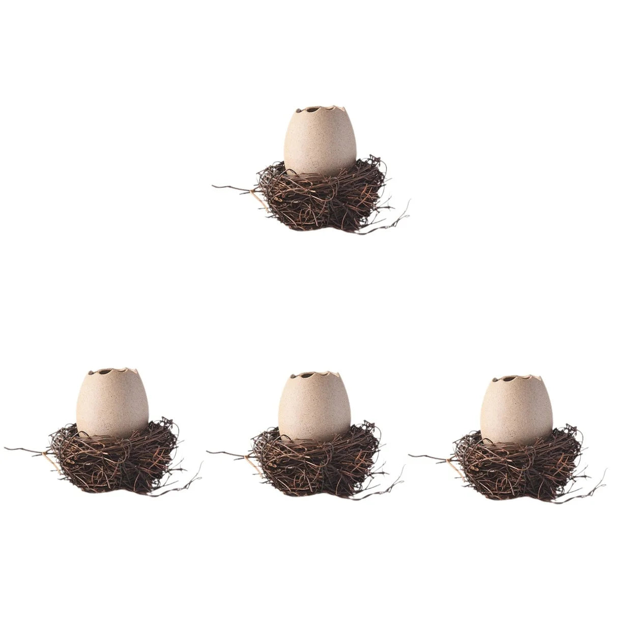 4 Sets Small Ceramic Vase Succulent Planter with Bird Nest B951451