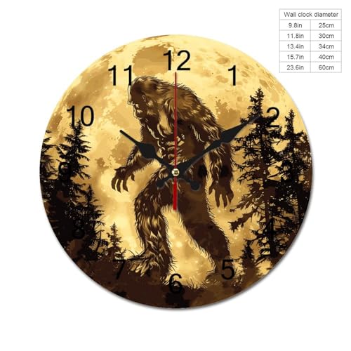 Golden Moon Wall Clock Silent Non-Ticking Round Wooden Clock Battery Operated 40*40cm P9009