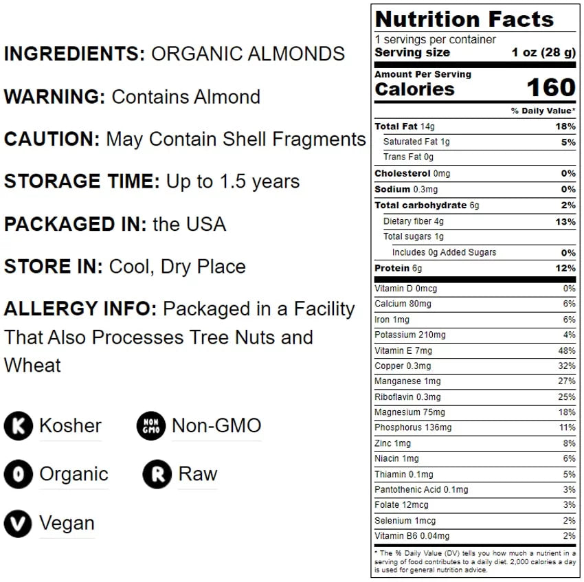 Organic Raw Almonds, 3 Pounds X901619