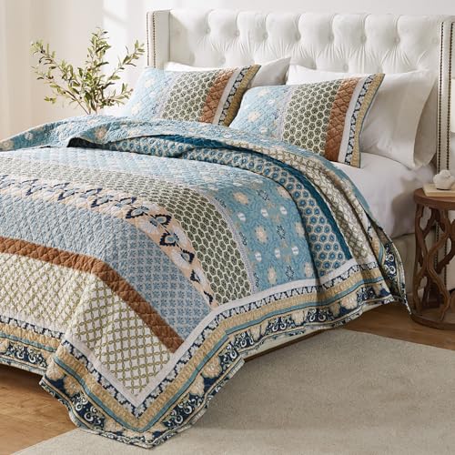 3-Piece Full/Queen Blue Quilted Bedding Set P17884