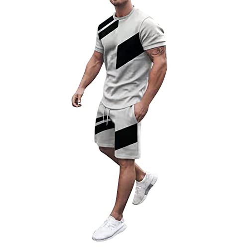 Mens Short Sets 2 Piece Outfits Summer Tracksuits Short Sleeve Tshirts and Shorts N2096