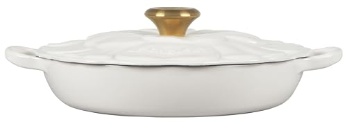2.25qt White Enameled Cast Iron Braiser E5462