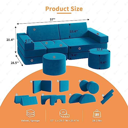 13PCS Modular Kids Play Couch (Blueberry, L) V578