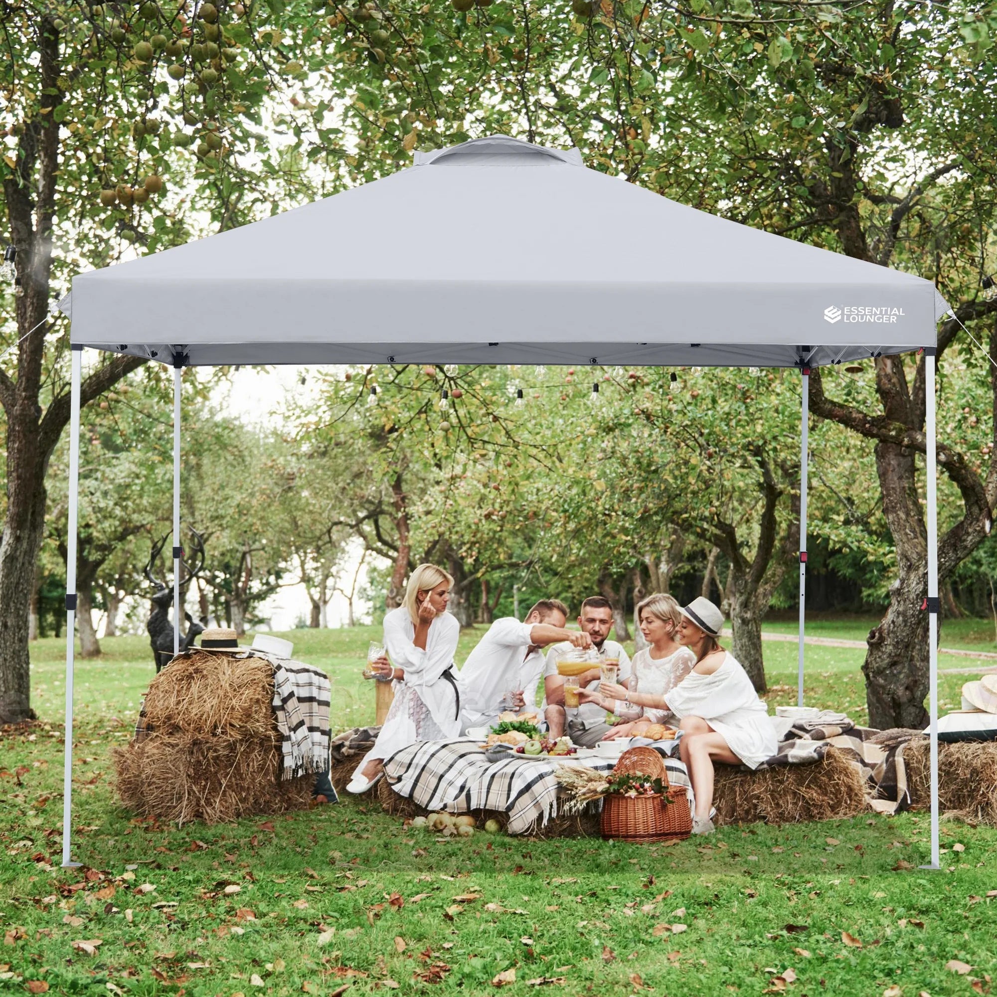 Grey 10x10ft Pop Up Outdoor Canopy Tent with Wheeled Carrying Bag I423
