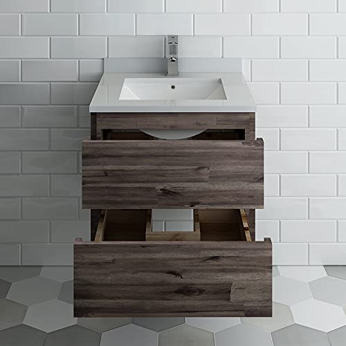 24 Inch Wall Hung Bathroom Vanity with Quartz Countertop and Ceramic Sink Q62254