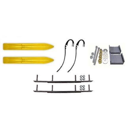 Yellow Trail 6 inch Snowmobile Skis with 10 inch Round Bars Complete Kit W188859