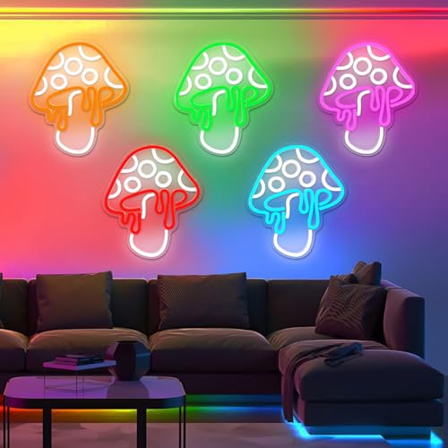 Ice Blue Dimmable Led Mushroom Neon Sign Night Light 3d Wall Art N429988