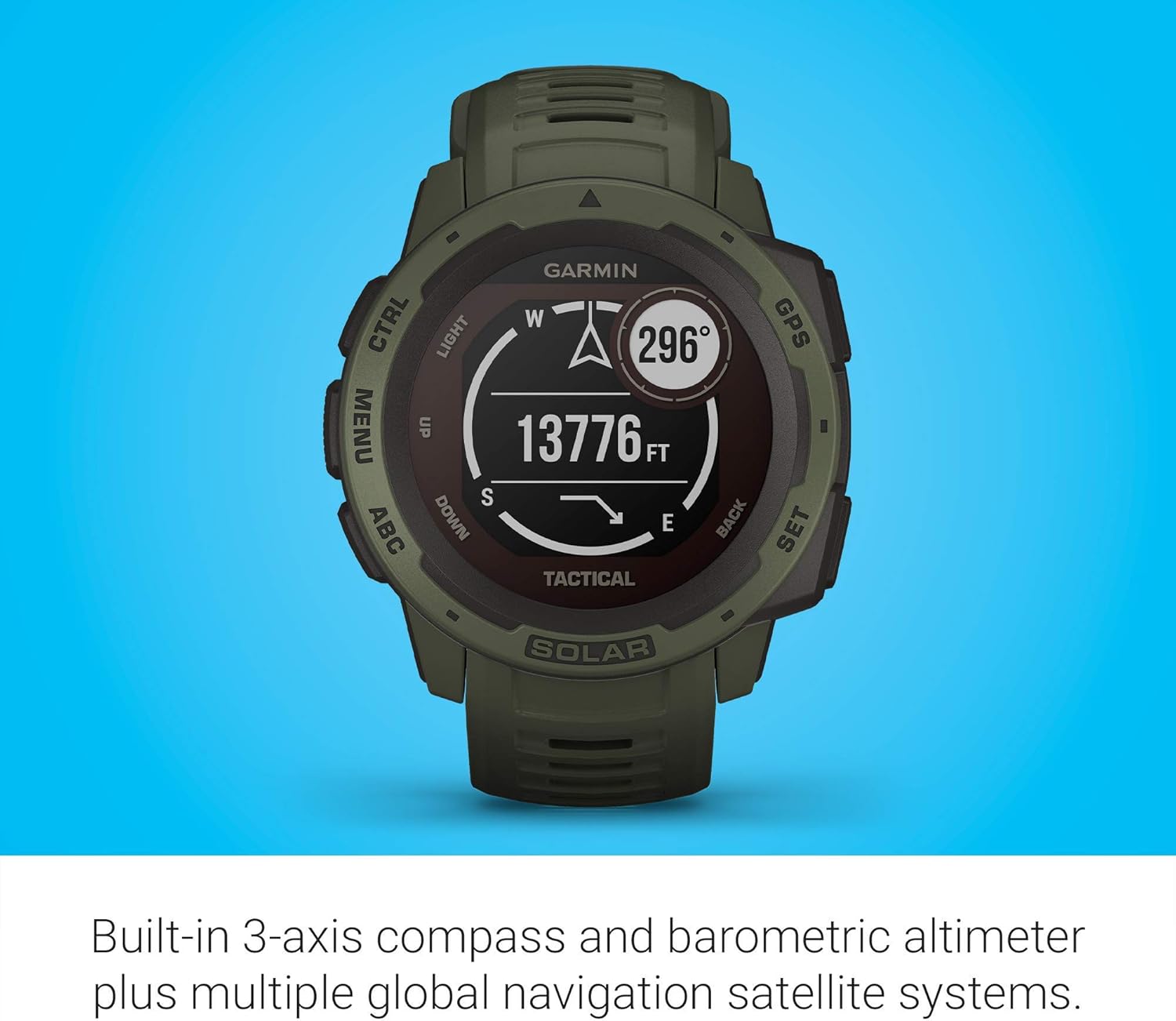 Moss Green Solar-Powered Rugged Outdoor Smartwatch K451394