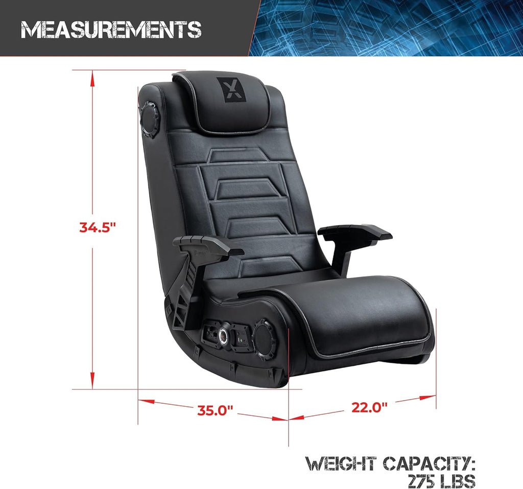 Black Leather Vibrating Floor Gaming Chair with Headrest D446