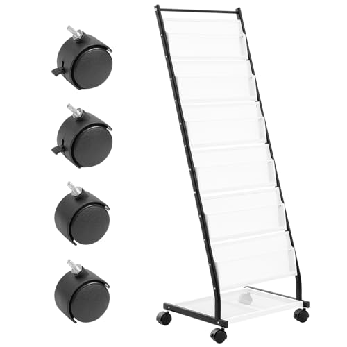 6-Tier Floor Standing Magazine Display Rack with 4 Wheels, 6 Pockets X6463