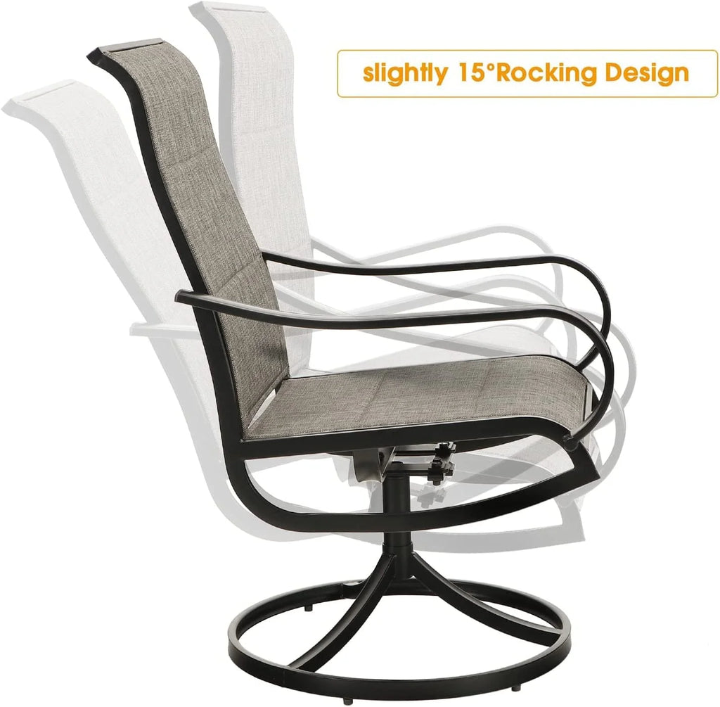 9 Piece Patio Dining Set with Padded Textilene Swivel Chairs and Expandable Table A5333