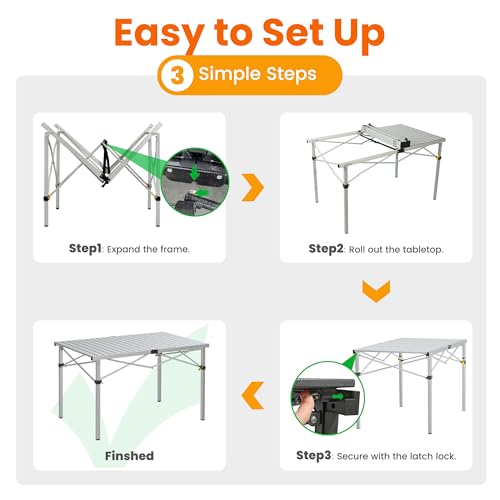 Natural Aluminum Roll-Up Camping Table with Carry Bag Y13722