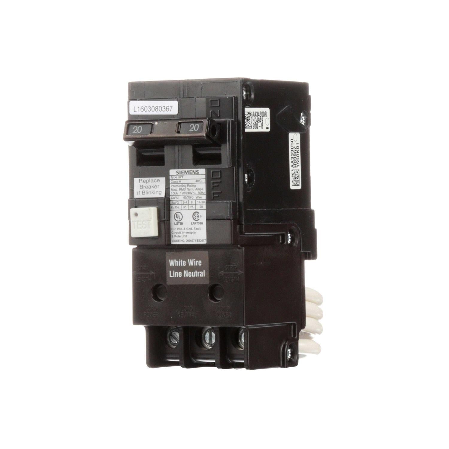 20 Amp Double Pole GFCI Circuit Breaker Y415