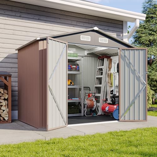 Black Galvanized Steel Triple Doors Lean to Shed I117452