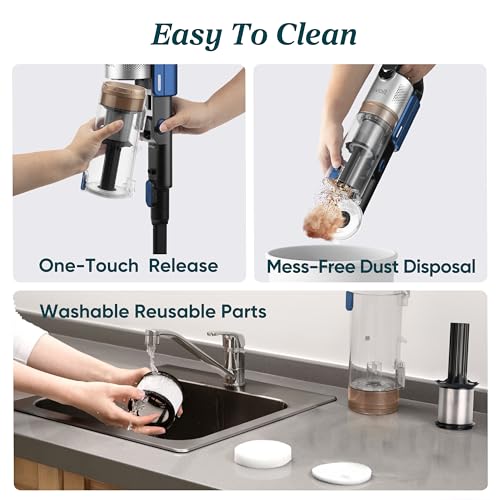 Cordless Stick Vacuum Cleaner with Tangle-Resistant Design, Up to 50 Minutes D96553