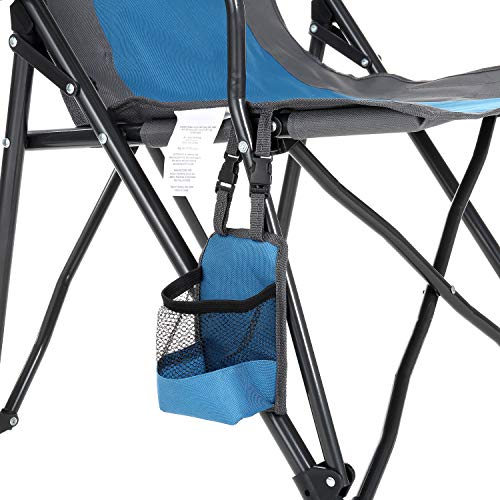 Tan & Gray Heavy-Duty Folding Camping Quad Chair with Cup Holder E275