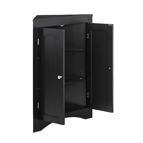 Black Corner Storage Cabinet with 2 Doors F7656