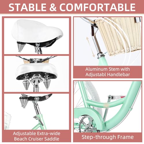 7 Speed 20/24/26 inch Three-Wheeled Bicycle with Basket W131