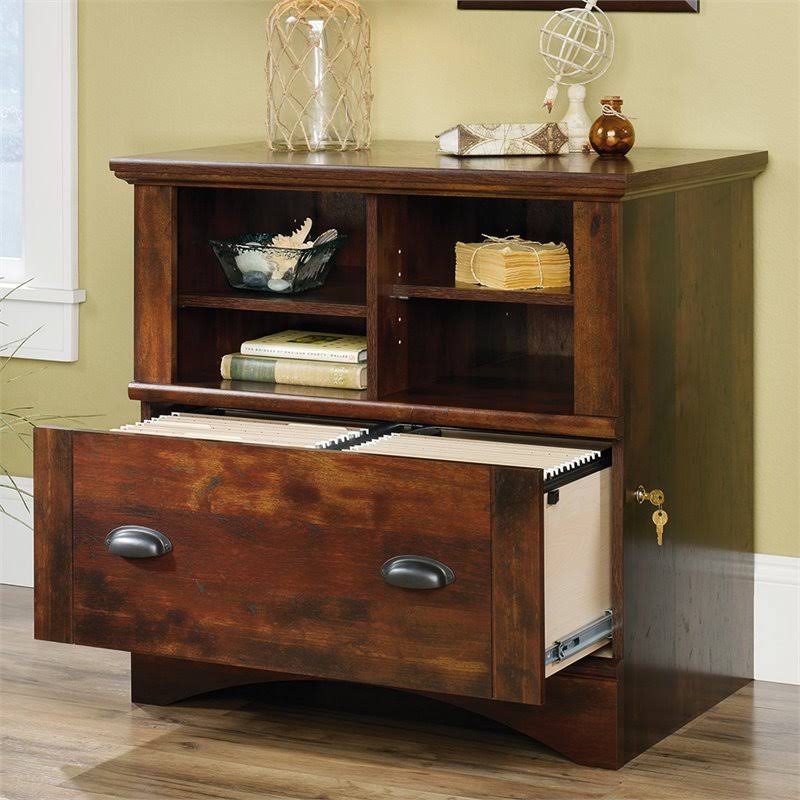 2 Piece Computer Desk with Hutch and File Cabinet Set in Cherry Q19833