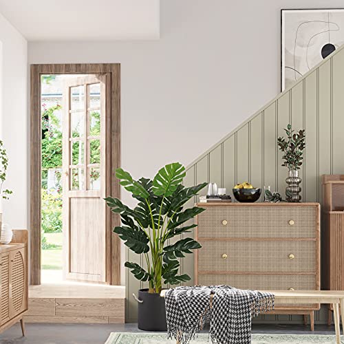 Artificial Monstera Deliciosa Plant 4ft Tall 15 Decorative Split Leaves Faux Swiss Cheese Plant H44173
