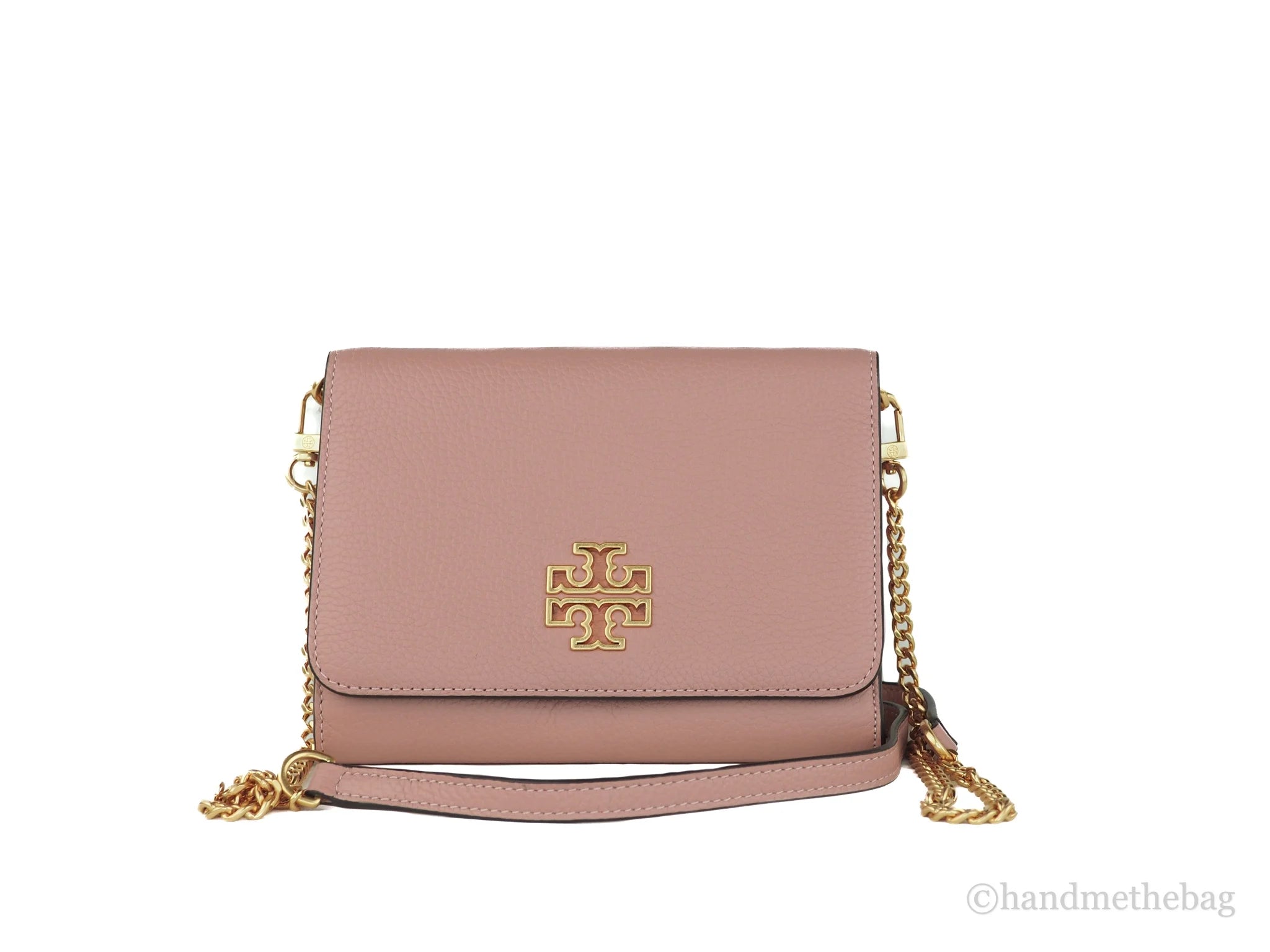 Pink Pebbled Leather Chain Crossbody Bag X15221