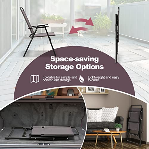 Portable Folding Chairs with Metal Frame & Armrest (4) U780821