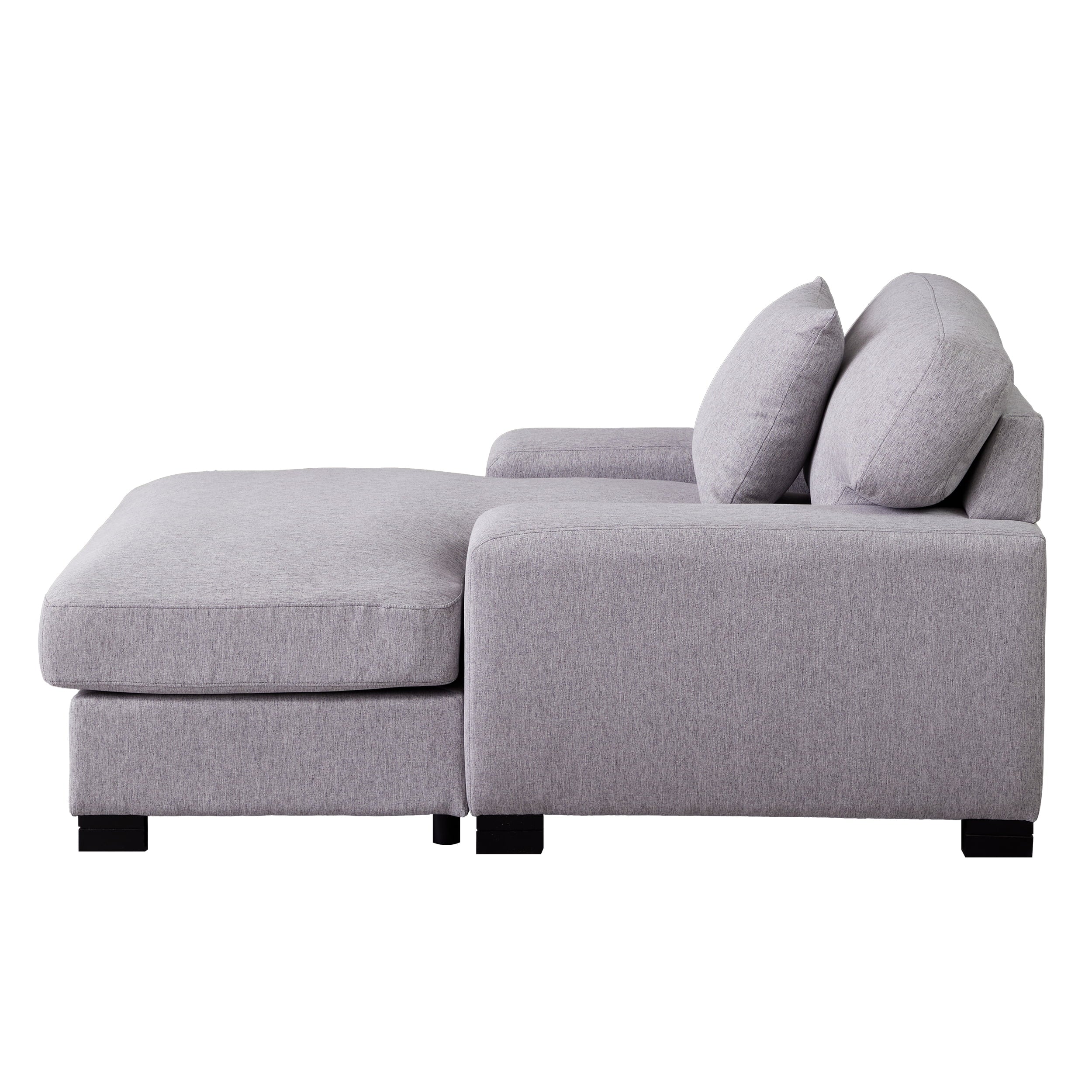 Gray Velvet Oversized Chaise Lounger Sleeper Sofa P467
