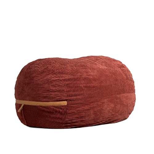 Deep Terracotta Corded Plush 6 feet Foam Filled Bean Bag Chair with Removable Cover G603
